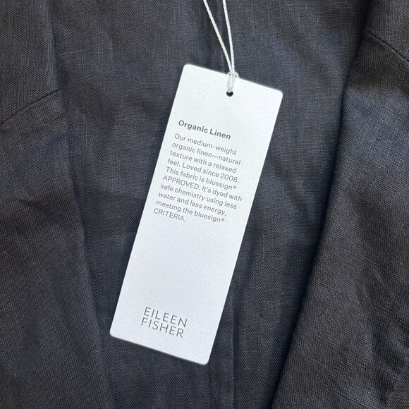 Eileen Fisher Long Linen Blazer Women's XL Black Open Organic Notch Collar NWT - Picture 4 of 9